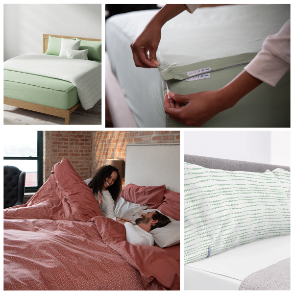 Terracotta Dot (Sateen Cotton), Sage & Sage Shibori (Percale Cotton) Closeout