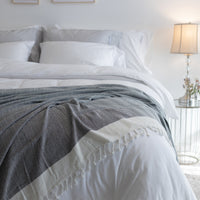 Quickzip Herringbone Cotton Black & Cream Throw Blanket