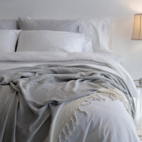 Quickzip Herringbone Cotton Gray & Cream Throw Blanket