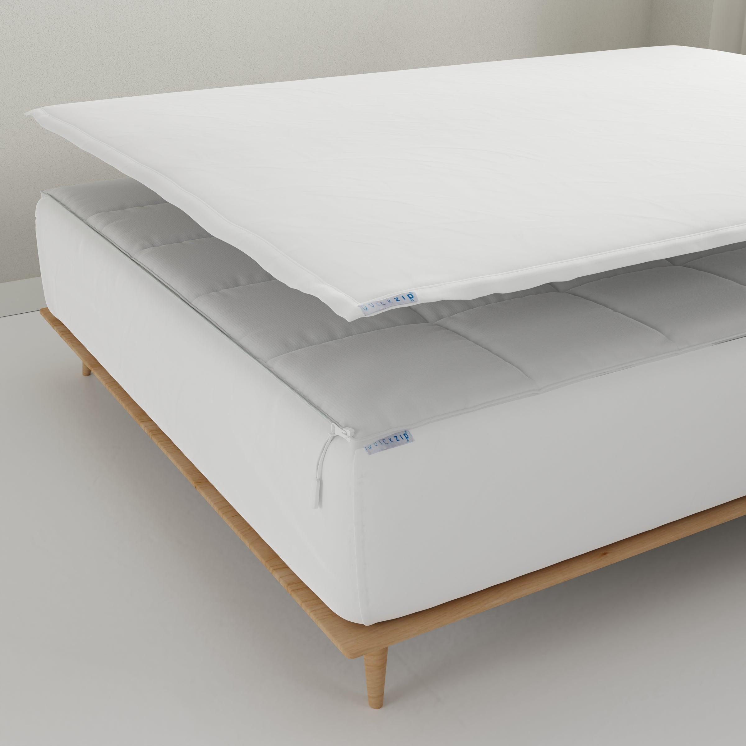 QuickZip sheet system installed on bed close up
