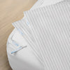 QuickZip Premium Bedding Set - Sateen Cotton Cal King White, Slate Gray Pinstripe