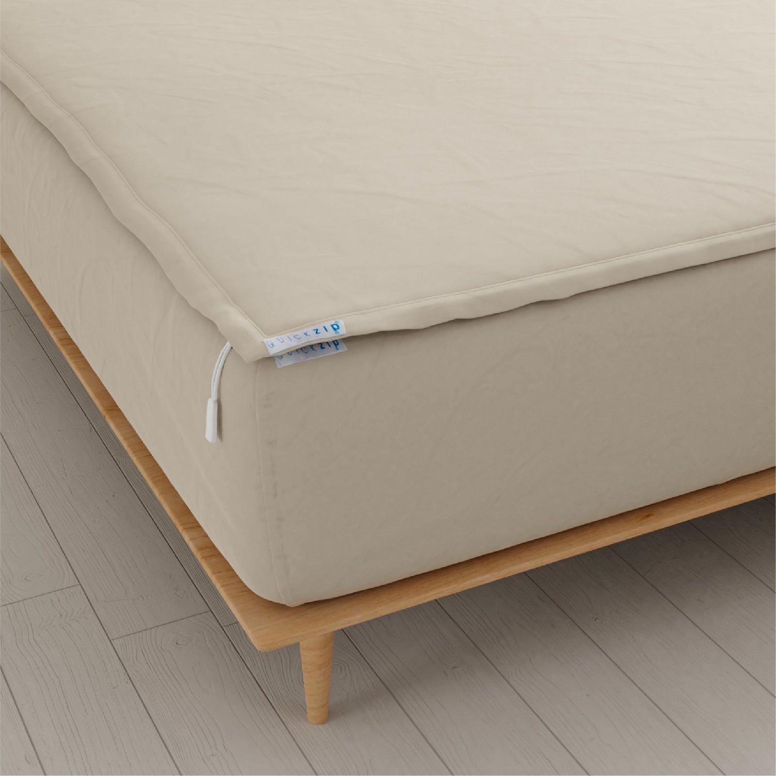The QuickZip Fitted Sheet - Sateen Cotton Queen Sand
